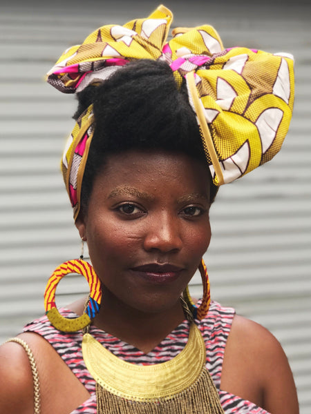 Wearing Tropicana African wax print head wrap style | 2 Sydney Stylists Loves